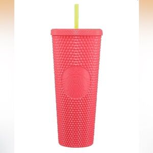 Starbucks Dragon Fruit Studded coral sparkle tumbler